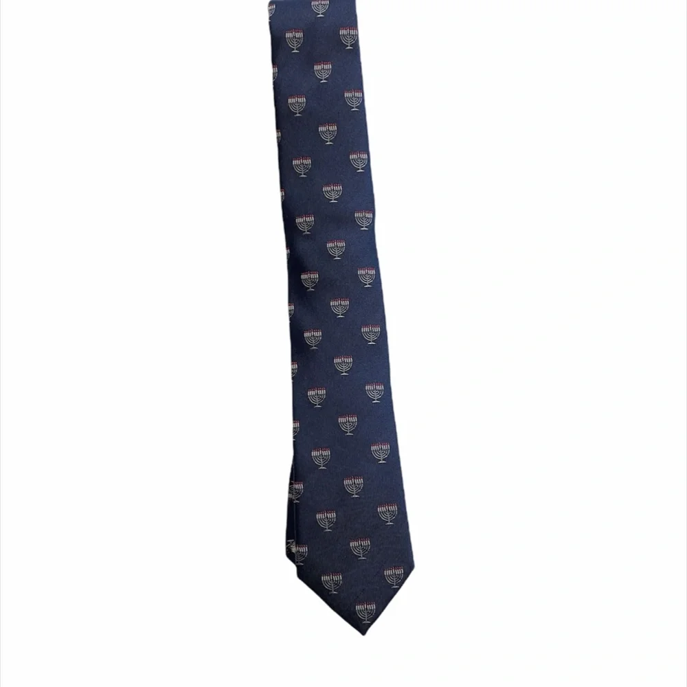 Boys Menorah Navy Blue Tie